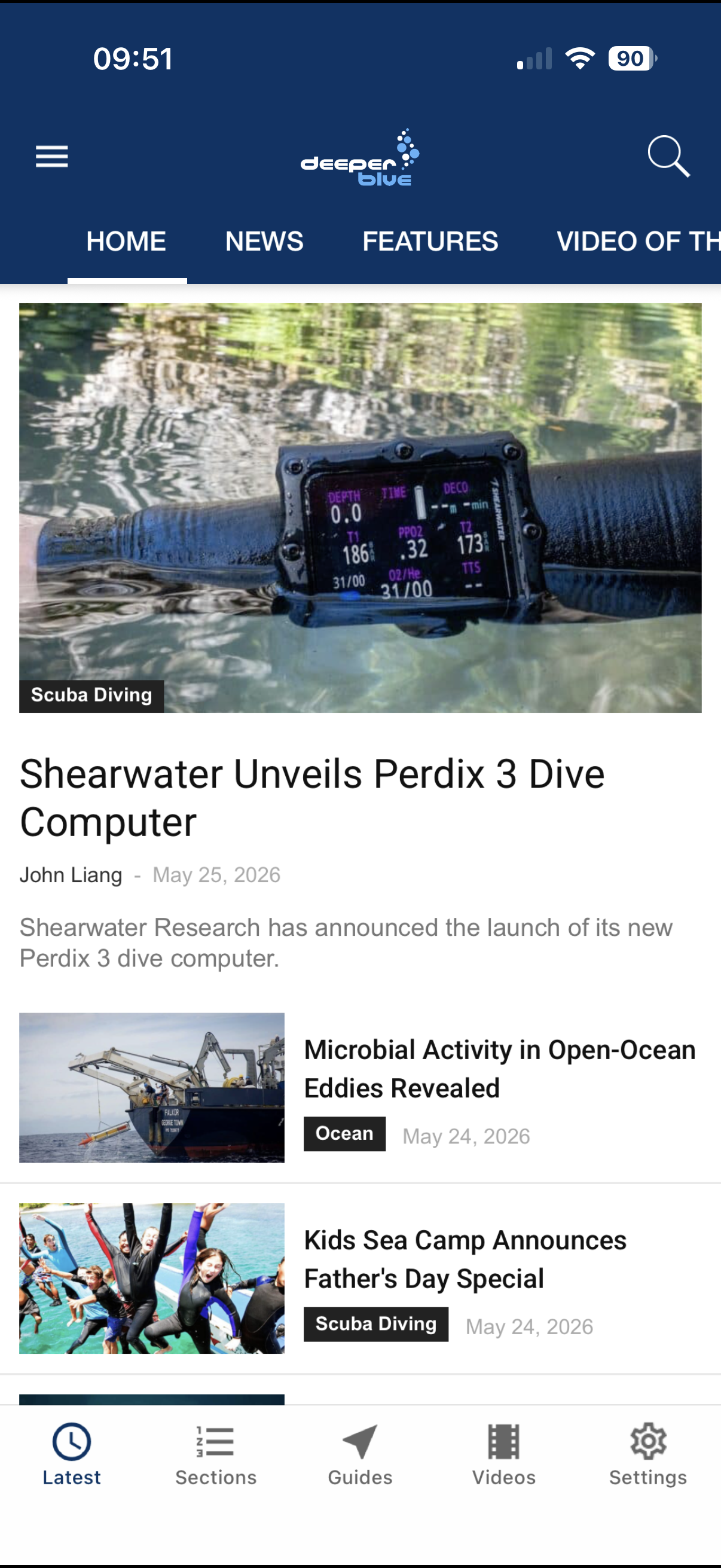 DeeperBlue App Home Feed
