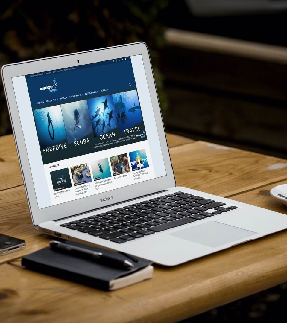DeeperBlue.com on a laptop